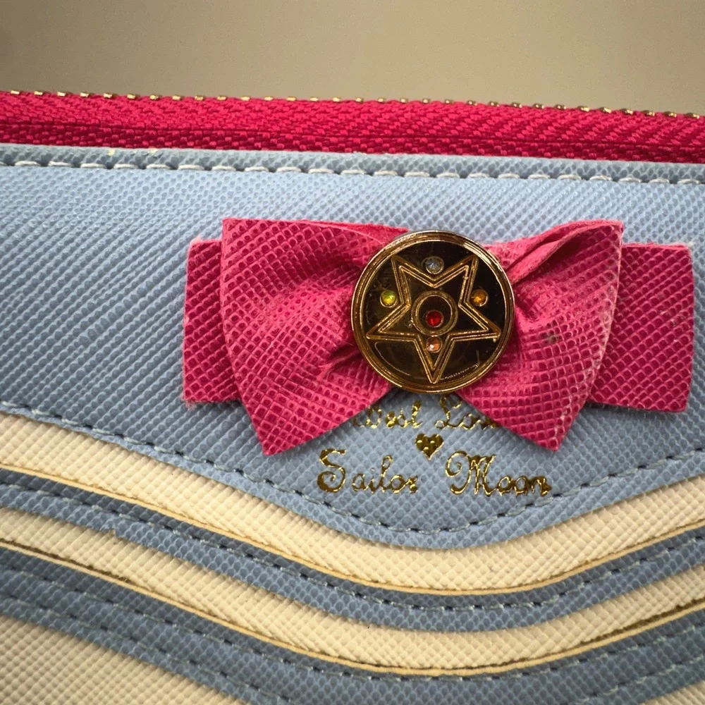 Sailor Moon Zip Around Wallet Blue White Pink Kawaii Animecore Cosplay 7 X 4